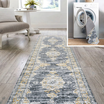 Bausch Bohemian Distressed Chenille Machine-washable Area Rug